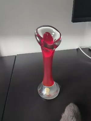 Buy Swedish Glasbruk Red Jack In The Pulpit Stem Glass Bubble Vase Bullicante • 18£