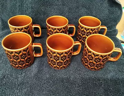 Buy Vintage Hornsea Pottery Heirloom Retro  Pattern Mugs In Brown X 6 • 43£