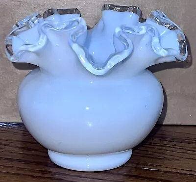 Buy Vintage White Milk Glass Ruffled Edge Rose Bowl 3 3/4” X 4 1/2” • 12.32£