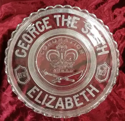 Buy George The Sixth & Elizabeth 1937 Commemorative Glass Plate For Coronation • 6.99£