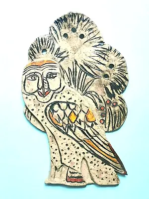Buy  Arabic North African Middle East Folk Terracotta Clay Pottery Owl Wall Plaque • 29.99£