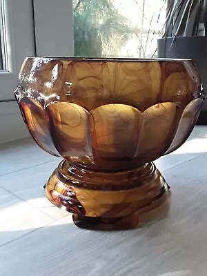 Buy Art Deco Davidson Cloud Glass 3 Piece Amber/Brown Flower Bowl             (1711) • 39.99£