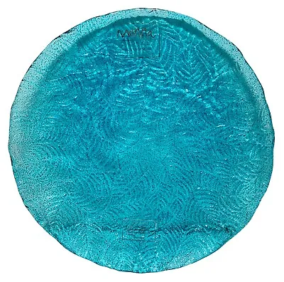 Buy Monna Art Glass Salad Plate Aqua Blue Leaf Textured Handmade Turkey Replacement • 14.22£