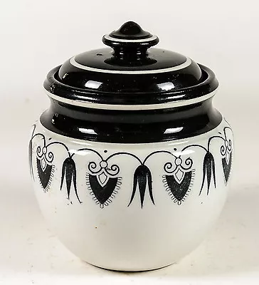 Buy Antique Art Nouveau Tobacco Pot In Black And White • 125£