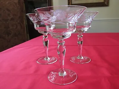Buy (3) Vtg 1950s Arcadia ARE21 Cut Sunflower Blown Crystal Champagne/Sherbet 5 7/8  • 11.46£