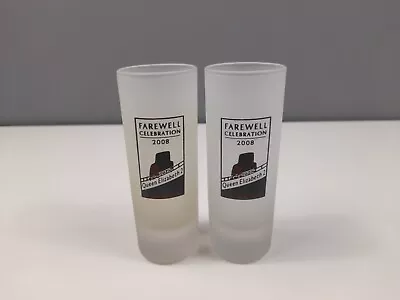 Buy 2 X Glass Shot Glasses For The Farewell Celebration To The QE2 2008 - Cunard • 5£