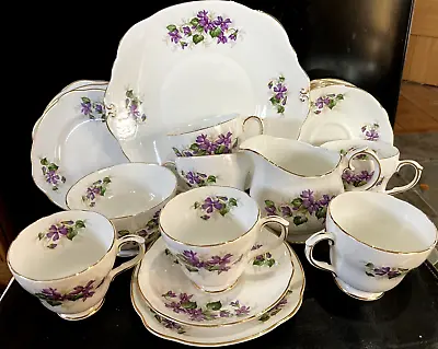 Buy Vintage Duchess Violets 21 Piece Tea Set Excellent Condition • 42.99£