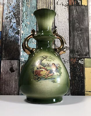 Buy Stunning Vintage Sage Green Double Handled Oldcourt Ware English Urn / Vase 22cm • 14.99£