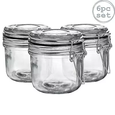 Buy 6x Glass Storage Jars Vintage Food Preserving Container 200ml Black Seal • 15£