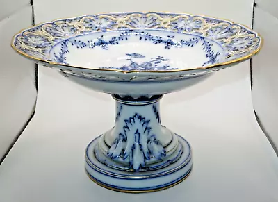 Buy Vintage KPM Blue Berlin Septre Mark Floral Footed Reticulated Porcelain Compote • 166.03£
