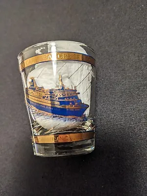 Buy Nordic Prince 1970-95 SHOT GLASS Blue Gold ROYAL CARIBBEAN Cruise Lines VINTAGE • 11.95£