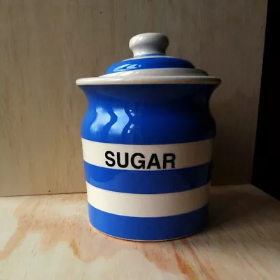 Buy Vintage TG Green Cloverleaf Cornishware Lidded Sugar Jar • 25£