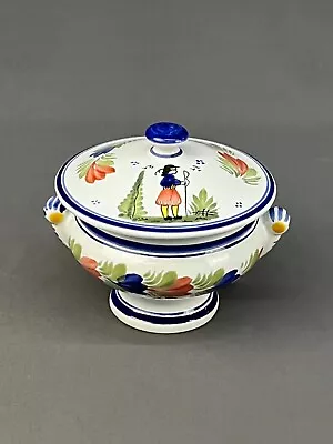 Buy HB Henriot Quimper Faience TRADITIONAL Cream Soup Bowl With Lid Breton Man: EUC • 62.66£