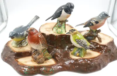 Buy Beswick Pottery Birds On Log Stand Robin Goldcrest Stonechat Wagtail Chaffinch • 59.95£