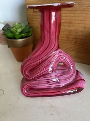 Buy Vintage Mtarfa Glass Freeform Pink Vase. 6 Inch Tall • 35£