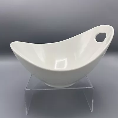 Buy 10 STRAWBERRY STREET SERVING CURVED BOWL DISH White Large Handle Whittier • 29.99£