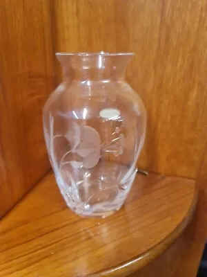 Buy Royal Doulton Small Hand Cut Lead Crystal Etched Floral Glass Flower Vase  • 8£