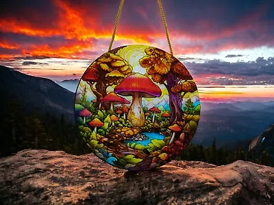 Buy 15cm River Mushrooms Acrylic Stained Glass Suncatcher Lightcatchers Gift Ideas • 8.49£