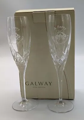 Buy Galway Irish 25th. Anniversary Champagne Wine Crystal Stemware - 1 Pair • 28.56£