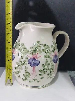 Buy Cinque Ports Pottery The Monastery Rye Large Jug Fuschia Floral Pattern • 7.99£
