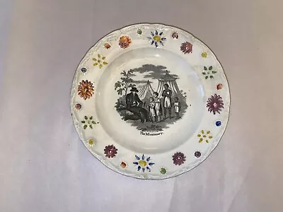 Buy LNRP5 Staffordshire Childrens Plate Black Transfer The Missionary Ca. 1840 • 57.54£