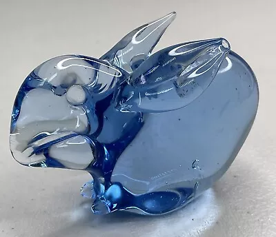 Buy Vintage Hand Blown Blue Art Glass Bunny Rabbit Figurine Paperweight • 8.63£