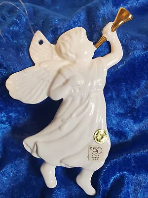 Buy Vintage Dept 56 Bone China Heavenly Angel With Golden Trumpet Chistmas Ornament • 8.04£