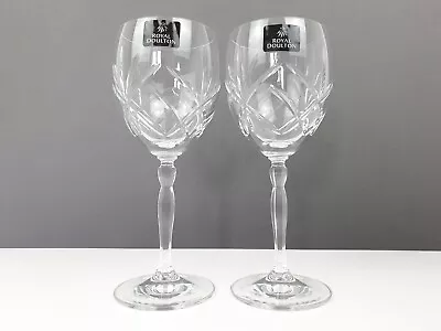 Buy 2 X Royal Doulton Crystal Daily Mail Claret Wine Glasses With Stickers 21 Cm H • 20.99£