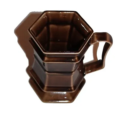 Buy 1960-1979 Holkham Brown Glaze Mug Hexagonal Design Reference T116 • 27.50£