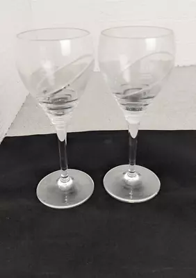 Buy Royal Scot Crystal Wine Glasses X2 Clear Patterned Hand Cut Lead Crystal • 19.99£