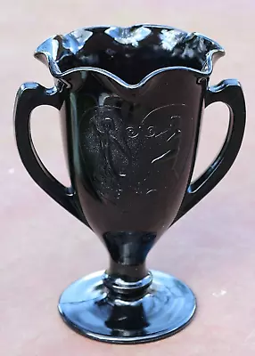 Buy Vintage L E Smith Girl Woman Nude Man Black Amethyst Glass Vase 1933 Worlds Fair • 49.99£