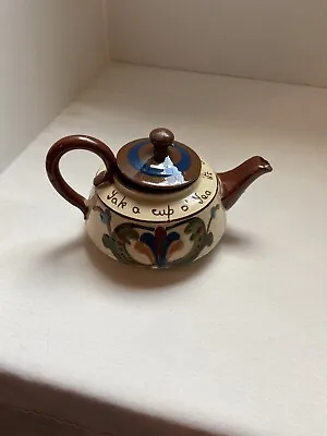 Buy Small 4  Antique Rare TORQUAY MOTTOWARE Scandy Design Tea Pot  Devon England  • 33.18£