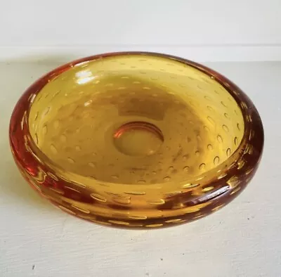 Buy Large Whitefriars Graduated Controlled Bubble Dish Bowl In Amber/Tangerine • 35£