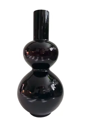 Buy BLACK AMETHYST Glass Vase 10.5  / 27 Cm Tall Double Bubble Round Ball Sphere • 33.75£