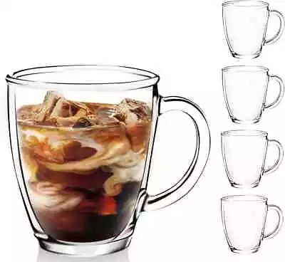 Buy 6 X 360 ML LARGE GOOD SIZE CRYSATL CLEAR GLASS TEA CHAI COFFEE MUGS • 14.53£