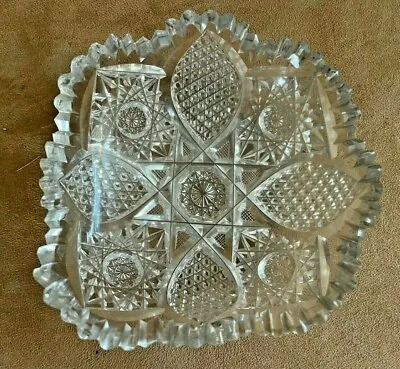 Buy Cut Glass Round Dish Trinket Bowl Clear 6  Vintage Jewelry Angle Star • 23.30£