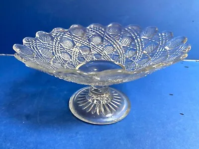 Buy Vintage Pressed Glass Comport / Bon Bon Dish Scalloped Edge • 12£