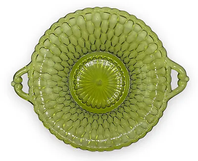 Buy Indiana Glass Avocado Green Honeycomb Bowl Handled Serving Dish 7.5 Vintage • 15.36£