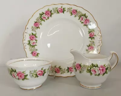 Buy Colclough Enchantment Pink Rose Milk Jug, Sugar Bowl & Plate Vintage Bone China • 21.50£