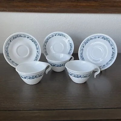 Buy VTG Corelle Livingware Old Town Blue Dinnerware Blue Onion 3 Cups & Saucers New • 20.85£