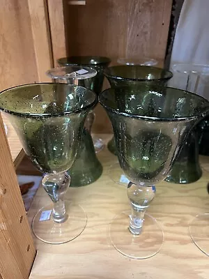 Buy Heavy Footed STEMWARE SET 8 - GREEN Bubble Goblets. • 80.64£