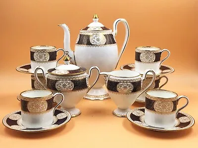 Buy Gorgeous Antique Wedgwood China Cobalt & Gold Pattern W1150 15 Piece Coffee Set. • 295£
