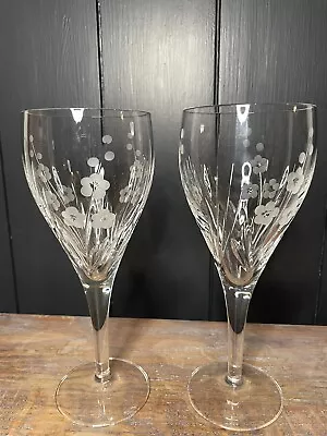 Buy Pair Of Royal Doulton Chelsea Crystal Large 300ml Wine Glasses 20.5 Cm Tall • 7£