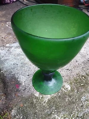 Buy Studio Glass Green Large Chalice, Bowl. • 20£