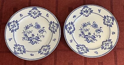 Buy 2 Antique George Jones & Sons Suez Blue & White Floral Plates 10.25” • 6£
