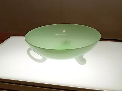 Buy Vintage Antique Green Vaseline Glass Footed Fruit Bowl - Bon Bon Dish • 49.99£