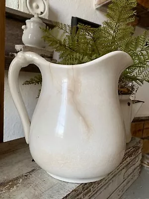 Buy Antique Ironstone Chunky Pitcher Farmhouse Shabby Chic Stained Crazed Patina • 113.78£