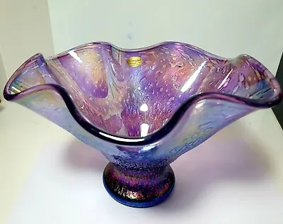 Buy Heron Glass Handkerchief  Iridescent Multicolou Bowl Vase  Early 1990' • 35£
