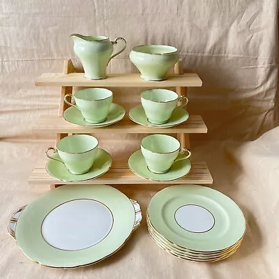 Buy Vintage Aynsley Tea Set - Green & Gold - 16 Pieces • 29.99£