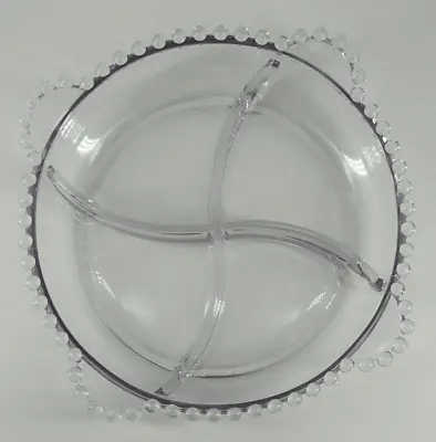 Buy Imperial CANDLEWICK Elegant Glassware Divided Round Dish Handles Nut Relish Dish • 11.82£